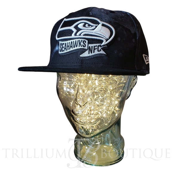 New Era Hat Cap Seattle Seahawks Sideline Ink Dye 9Fifty Black Adjustable NFL - Picture 4 of 7